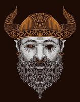 ilustración vikingo cabeza en negro antecedentes vector