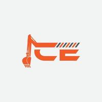 CE Excavator heavy equipment logo design concept vector