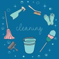 Background of cleaning equipment. Vector illustration