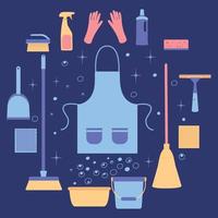 Background of cleaning equipment. Vector illustration