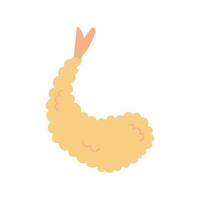 Vector illustration of ebi tempura. Japanese food in doodle sketch style. Shrimp fried in batter