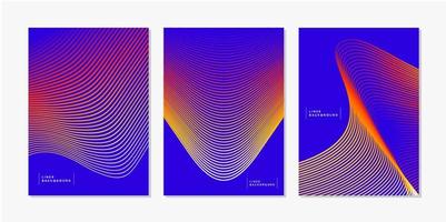 Abstract modern technology line wave background vector set.