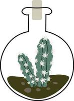 Green cactus pot home garden botanic houseplant vector