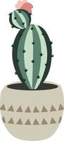Green cactus pot home garden botanic houseplant vector