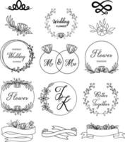 Wedding monogram logo collection Line art vector