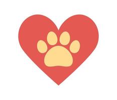 amor para mascotas icono. mascota proteccion, mascota cuidado signo. corazón con animal pata. animal huella como amor símbolo. vector plano ilustración