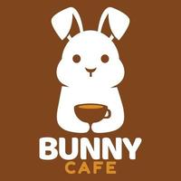 Modern mascot flat design simple minimalist cute rabbit bunny logo icon design template vector with modern illustration concept style for cafe, coffee shop, restaurant, badge, emblem and label