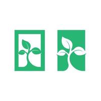 logotipos de la ecología de la hoja del árbol verde vector