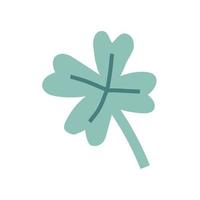 flat four-leaf clover. leprechauns, patrick's day, lucky man. hand drawn vector illustration.