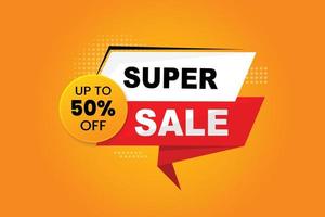 Super sale promotion banner design with yellow background. vector