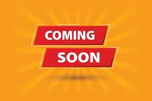 Red color coming soon banner design with yellow background. vector