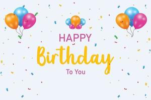 happy birthday lettering text banner with party element for celebration. vector