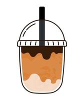 Cute Iced Coffee Cappuccino Icon in Cup Clipart Vector Illustration