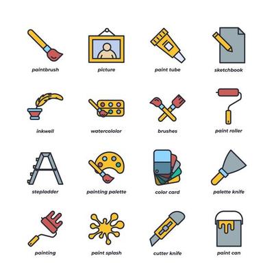 art tool set icon, isolated art tool set sign icon, icon color editable. vector illustration