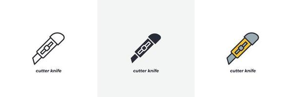 cutter knife icon. Line, solid and filled outline colorful version, outline and filled vector sign. Idea Symbol, logo illustration. Vector graphics