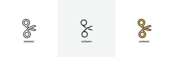 scissors icon. Line, solid and filled outline colorful version, outline and filled vector sign. Idea Symbol, logo illustration. Vector graphics