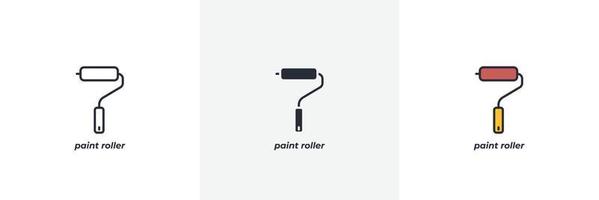 paint roller icon. Line, solid and filled outline colorful version, outline and filled vector sign. Idea Symbol, logo illustration. Vector graphics