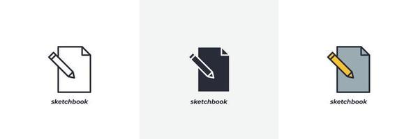 sketchbook icon. Line, solid and filled outline colorful version, outline and filled vector sign. Idea Symbol, logo illustration. Vector graphics