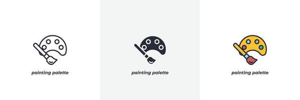 painting palette icon. Line, solid and filled outline colorful version, outline and filled vector sign. Idea Symbol, logo illustration. Vector graphics