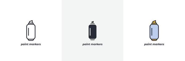 paint markers icon. Line, solid and filled outline colorful version, outline and filled vector sign. Idea Symbol, logo illustration. Vector graphics