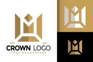 Letter M crown king logo vector icon illustration