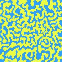 90s style pop art wavy pattern. Blue and yellow camouflage pattern vector