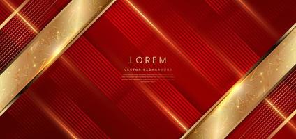 Abstract elegant red background with golden line and lighting effect. Luxury template award design. vector