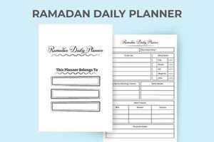 Ramadan daily activity planner and task tracker interior vector. Ramadan meal and daily prayer notebook design. Diary interior design. Ramadan to do list and experience tracker journal. vector