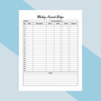 Journal interior of a checking account ledger template. Daily bank account balance checker and finance tracker journal. Logbook interior. Checking account ledger journal for business. vector