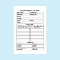 Incident report notebook interior. Incident information tracker and witness data notebook template. Journal interior. Incident report and description logbook interior. vector