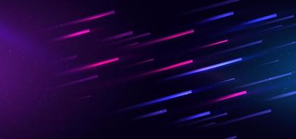 Abstract technology futuristic glowing blue and pink light lines with speed motion blur effect on dark blue background. vector