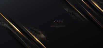 Abstract elegant black background with golden line and lighting effect sparkle. Luxury template award design. vector