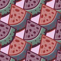 Hand drawn watermelon slices seamless pattern. Funny fruit backdrop. vector