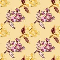 Seamless pattern with decorative flowers. Floral background. Cute plants endless backdrop. vector