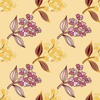 Seamless pattern with decorative flowers. Floral background. Cute plants endless backdrop. vector