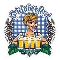 girl of oktoberfest design vector