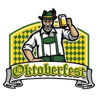 antiguo hombre contento Oktoberfest Insignia vector