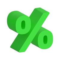 Green percent discount icon. 3d realistic vector design element.