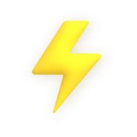 Lightning, thunder. Cute weather realistic icon. 3d cartoon. vector