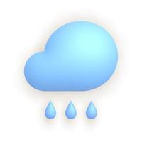 3d realistic weather icon rain. Cloud and drops. vector