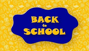 Back to school. Funny abstract banner in paper cut style. vector