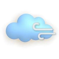 Cloud and wind. Cute weather realistic icon. 3d cartoon. vector