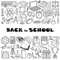 Back to school. Set of vector hand drawn doodle style elements isolated on white background.