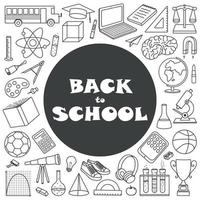 Back to school set of hand drawn elements in doodle style. vector