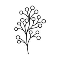 Branch with berries. Doodle vector illustration.