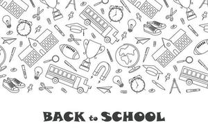 Back to school banners template with hand drawn school supplies. vector