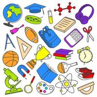 Back to school. Set of colorful hand drawn school elements. vector