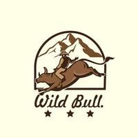 logo riding bull vector template illustration