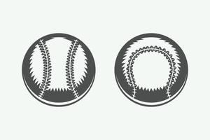 Set of vintage baseball balls. illustration Black and vector