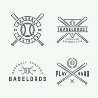 Set of vintage baseball logos, emblems, badges and design elements. Vector